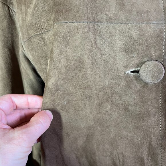 Vintage 60s Jacqueline's Feminine Apparel Memphis Nubuck Leather Coat Fur Collar - Picture 15 of 16